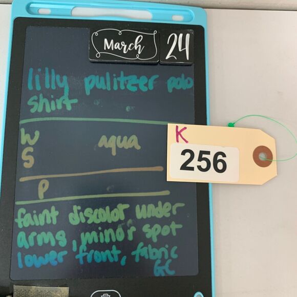 Lilly Pulitzer Shirt Womens S Small Aqua Polo Stretch Slit Hem Cap Sleeve *READ - Picture 11 of 12